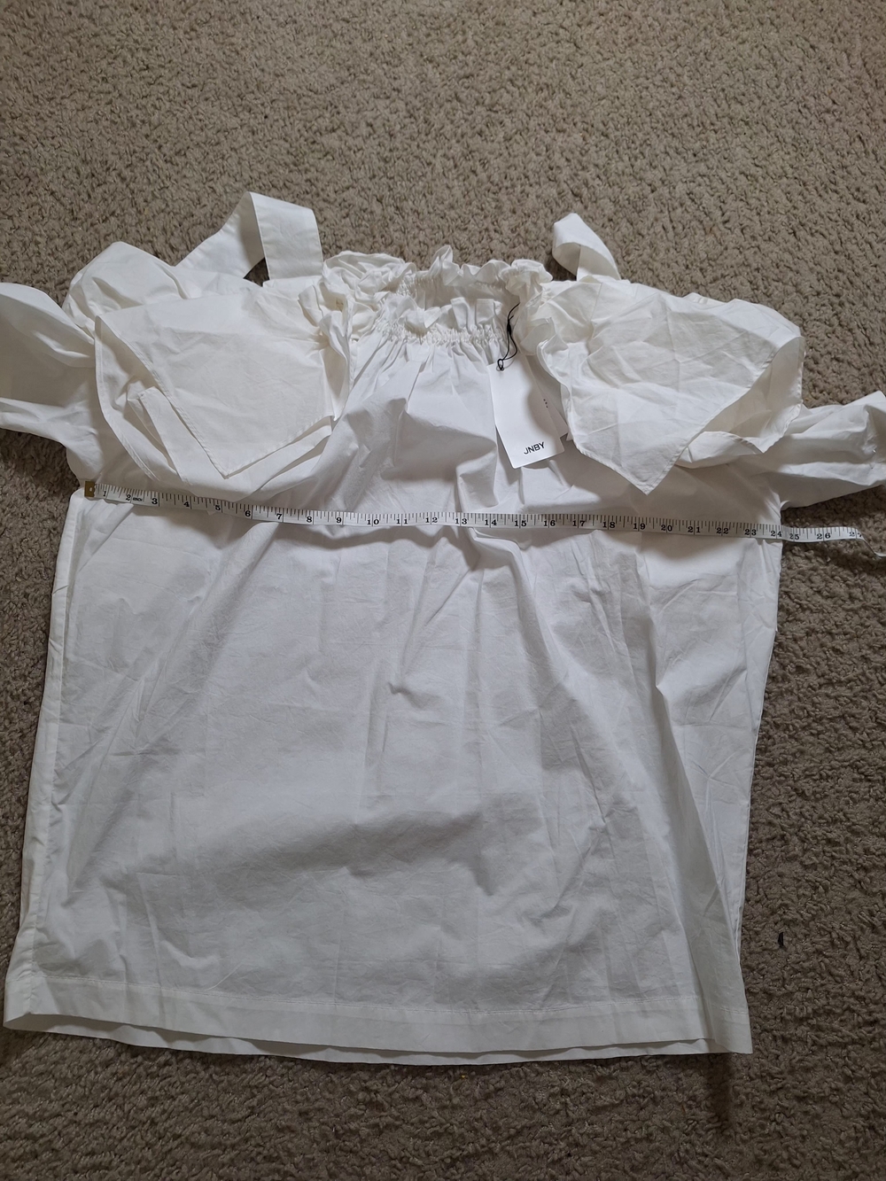 JNBY White Ruffle Statement Sleeve Cotton Blouse Top NWT - Picture 7 of 8